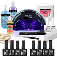 Mylee The Full Works - Set para manicura- 8 esmalte de uñas gel MYGEL- top &amp- base coat- lámpara de curado LED PRO Mylee…